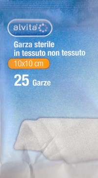 ALVITA GARZA STERILE IN TESSUTO NON TESSUTO 10X10CM 25 PEZZI - farmaidea24.com
