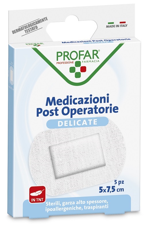 MEDICAZIONE POST OPERATORIA STERILE GARZA ANTIADERENTE 5X7,5 CM 5 PEZZI PROFAR - farmaidea24.com