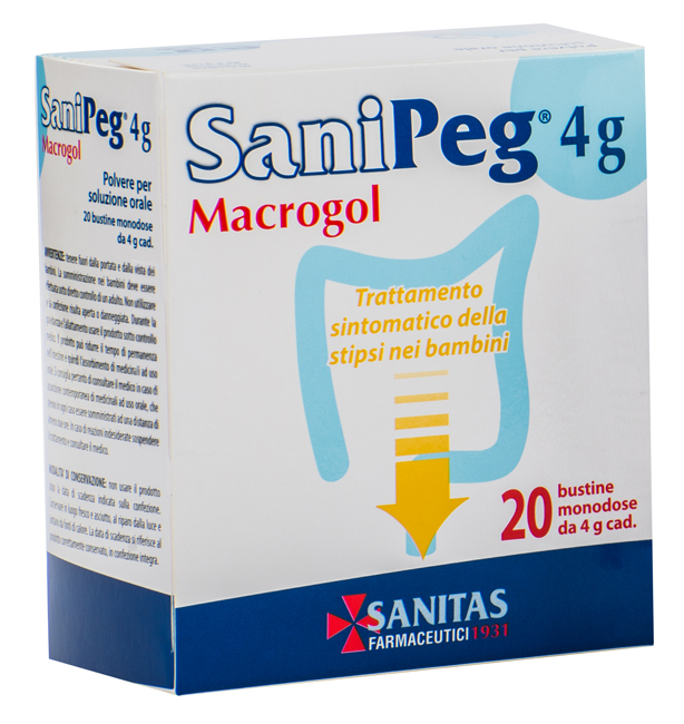 SANIPEG MACROGOL POLVERE PER SOLUZIONE ORALE 20 BUSTINE DA 4 G - farmaidea24.com