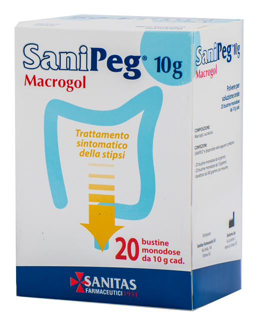 SANIPEG MACROGOL POLVERE PER SOLUZIONE ORALE 20 BUSTE DA 10 G - farmaidea24.com