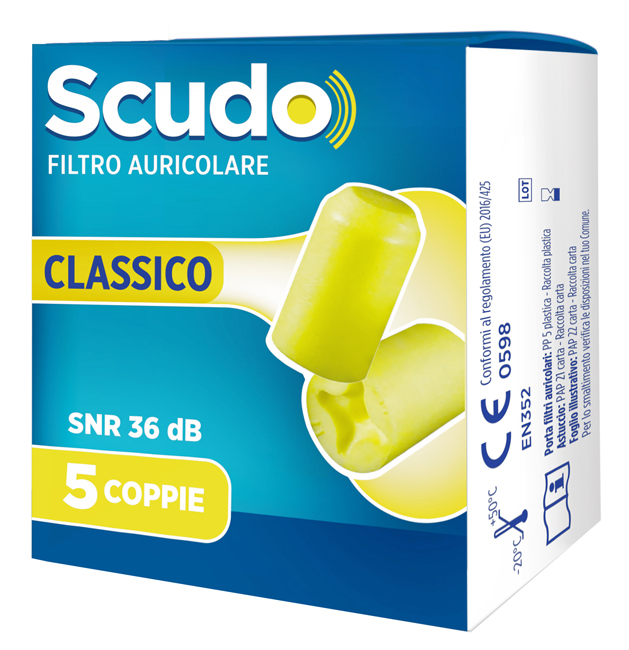 SCUDO FILTRO AURICOLARE CLASSICO SNR 36 DB 7-12MM 5 PAIA - farmaidea24.com