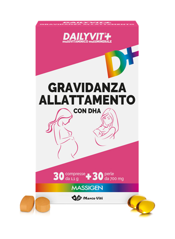 MASSIGEN GRAVIDANZA ALLATTAMENTO CON ACIDO FOLICO MULTIVITAMINICO E MULTIMINERALE 30 COMPRESSE RIVESTITE DA 1,1 G + 30 PERLE DA 700 MG - farmaidea24.com