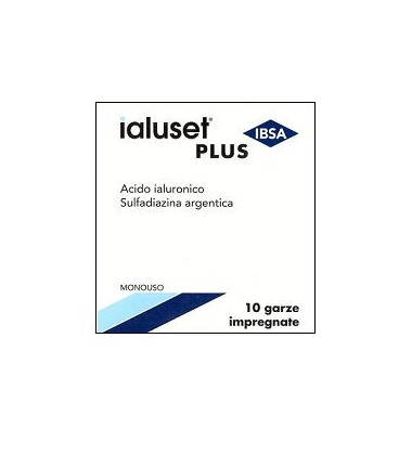 GARZA IALUSET PLUS IMPREGNATA DI CREMA DI ACIDO IALURONICO 0,05%, DI SULFADIAZINA ARGENTICA 1%, MACROGOL, GLICEROLO E ACQUA 10 X 10 CM 10 PEZZI - farmaidea24.com