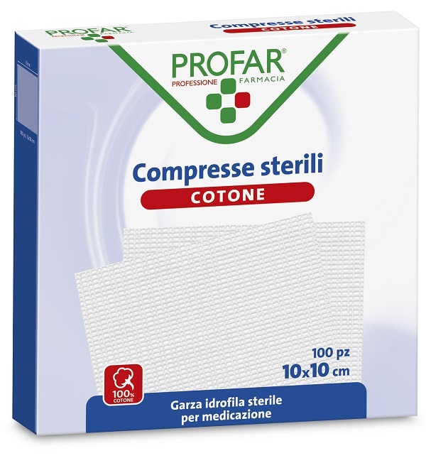 GARZA IDROFILA PROFAR COMPRESSA STERILE 10X10 CM 100 PEZZI - farmaidea24.com