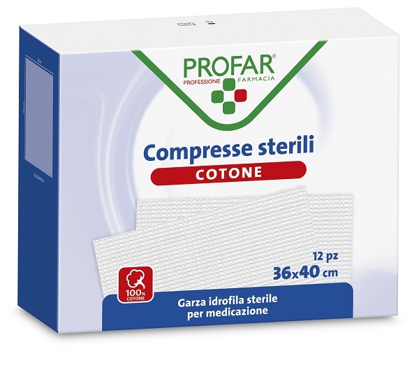 GARZA IDROFILA PROFAR COMPRESSA STERILE 36X40 CM 12 PEZZI - farmaidea24.com