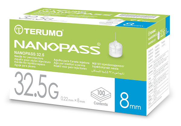 AGO PER PENNA DA INSULINA NANOPASS 32,5 GAUGE LUNGHEZZA 8 MM 100 PEZZI - farmaidea24.com