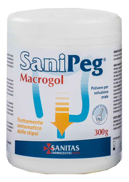 SANIPEG MACROGOL POLVERE PER SOLUZIONE ORALE BARATTOLO 300 G - farmaidea24.com
