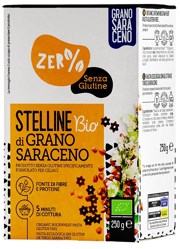 ZERO% GLUTINE STELLINE GRANO SARACENO INTEGRALE SENZA GLUTINE BIO 250 G - farmaidea24.com