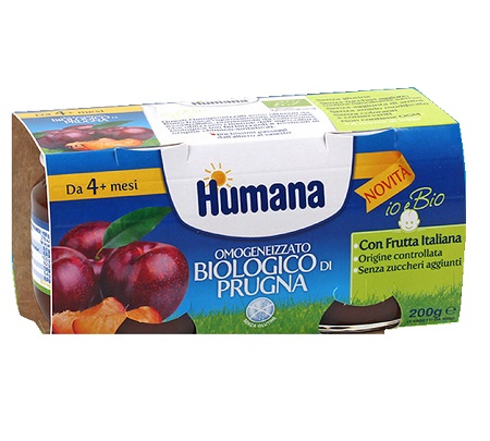 HUMANA OMOGENEIZZATO PRUGNA BIO 2 VASETTI 100 G - farmaidea24.com