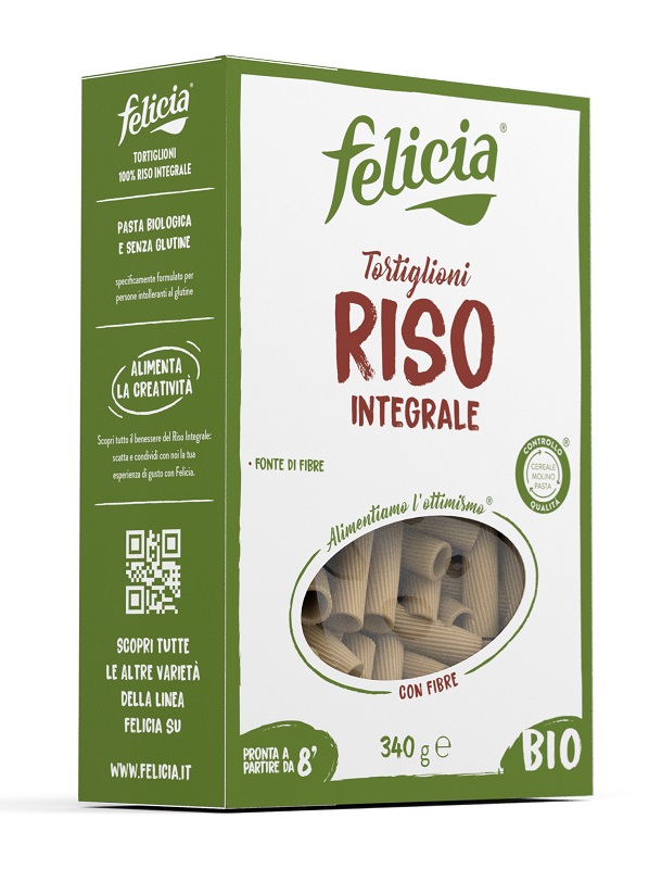 FELICIA BIO RISO INTEGRALE TORTIGLIONI 340 G - farmaidea24.com