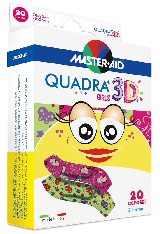 CEROTTO MASTER-AID QUADRA 3D GIRLS 20 PEZZI ASSORTITI - farmaidea24.com