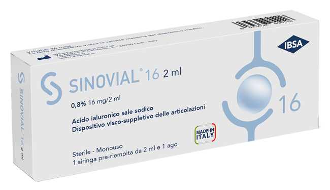 SIRINGA INTRA-ARTICOLARE SINOVIAL 16 ACIDO IALURONICO SALE SODICO 0,8% 16MG/2ML 2ML + AGO 21 GAUGE - farmaidea24.com
