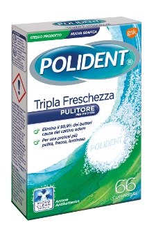 POLIDENT TRIPLA FRESCHEZZA 66 COMPRESSE - farmaidea24.com