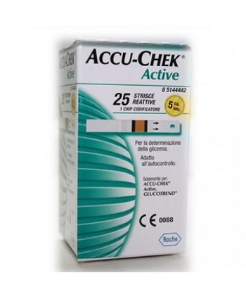 STRISCE MISURAZIONE GLICEMIA ACCU-CHEK ACTIVE STRIPS 25 PEZZI INF RETAIL - farmaidea24.com
