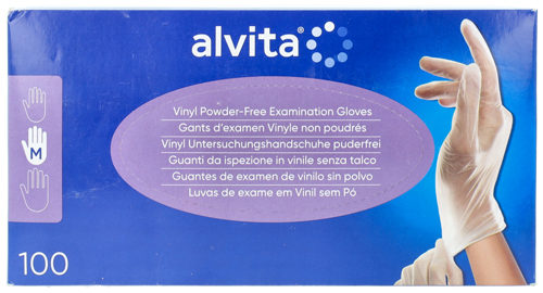 GUANTI DA ISPEZIONE ALVITA IN VINILE SENZA TALCO M 100 PEZZI - farmaidea24.com