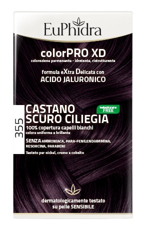 EUPHIDRA COLORPRO XD 355 CASTANO SCURO CILIEGIA GEL COLORANTE CAPELLI IN FLACONE + ATTIVANTE + BALSAMO + GUANTI - farmaidea24.com