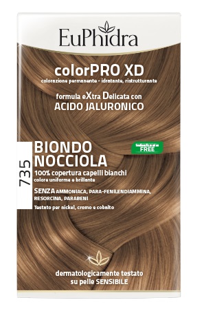 EUPHIDRA COLORPRO XD 735 BIONDO NOCCIOLA GEL COLORANTE CAPELLI IN FLACONE + ATTIVANTE + BALSAMO + GUANTI - farmaidea24.com