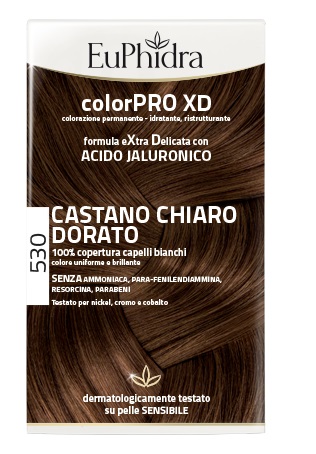 EUPHIDRA COLORPRO XD 530 CASTANO CHIARO DORATO GEL COLORANTE CAPELLI IN FLACONE + ATTIVANTE + BALSAMO + GUANTI - farmaidea24.com