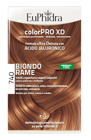 EUPHIDRA COLORPRO XD 740 BIONDO RAME GEL COLORANTE CAPELLI IN FLACONE + ATTIVANTE + BALSAMO + GUANTI - farmaidea24.com