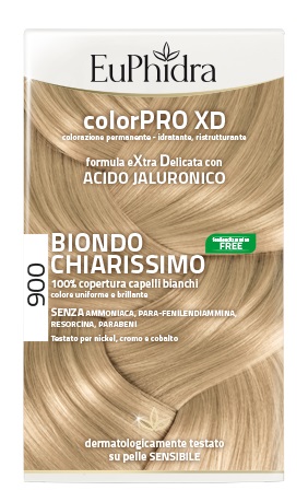 EUPHIDRA COLORPRO XD 900 BIONDO CHIARISSIMO GEL COLORANTE CAPELLI IN FLACONE + ATTIVANTE + BALSAMO + GUANTI - farmaidea24.com
