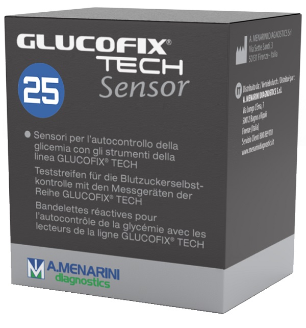 STRISCE MISURAZIONE GLICEMIA GLUCOFIX TECH SENSOR 25 PEZZI - farmaidea24.com