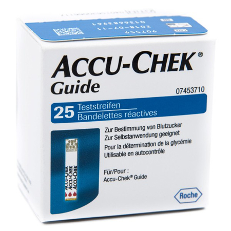 STRISCE MISURAZIONE GLICEMIA ACCU-CHEK GUIDE 25 PEZZI CONFEZIONE RETAIL - farmaidea24.com