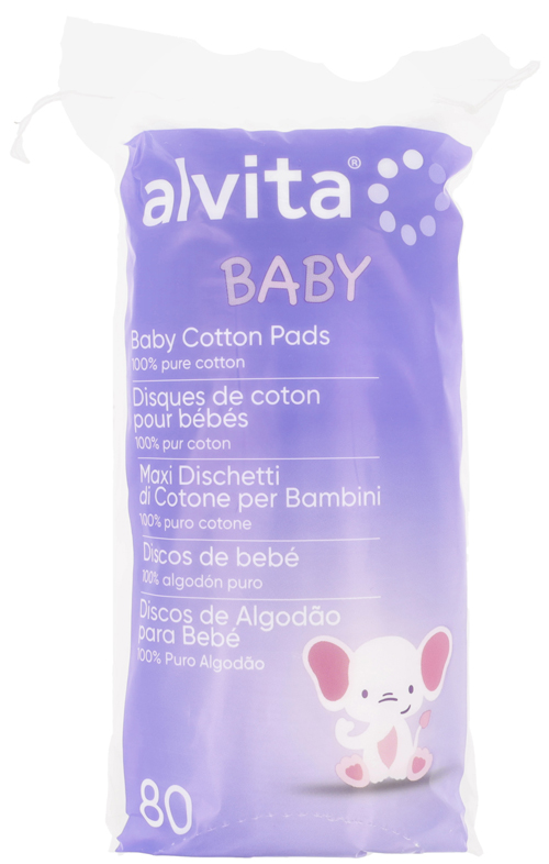 ALVITA BABY MAXI DISCHETTI DI COTONE PER BAMBINI 100% PURO COTONE 80 PEZZI - farmaidea24.com