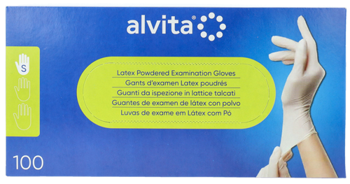 GUANTI DA ISPEZIONE ALVITA IN LATTICE TALCATI S 100 PEZZI - farmaidea24.com