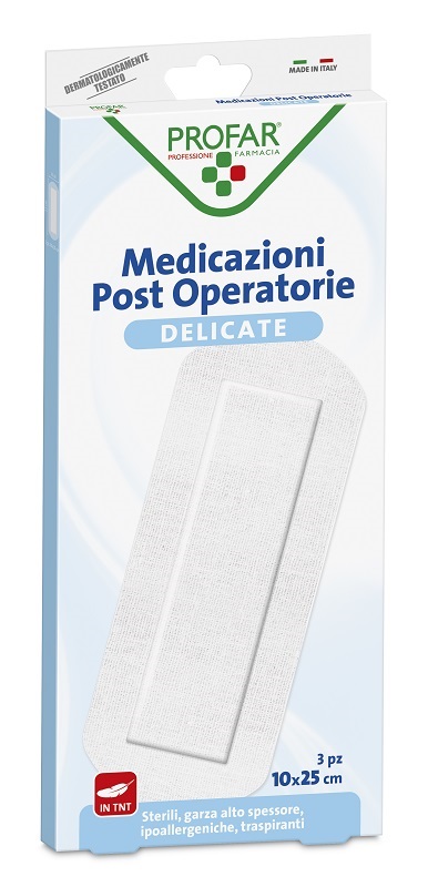 MEDICAZIONE POST OPERATORIA STERILE GARZA ANTIADERENTE 10X25 CM 3 PEZZI PROFAR - farmaidea24.com