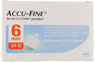 AGO PER PENNA DA INSULINA ACCU-FINE PEN NEEDLE ACCU-CHEK GAUGE 31 X 6MM 100 PEZZI - farmaidea24.com