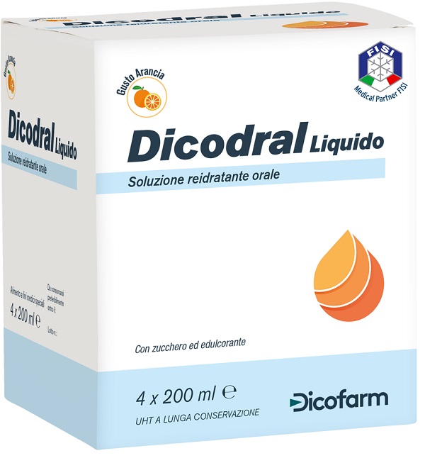 DICODRAL LIQUIDO SOLUZIONE REIDRATANTE ORALE 4 X 200 ML - farmaidea24.com