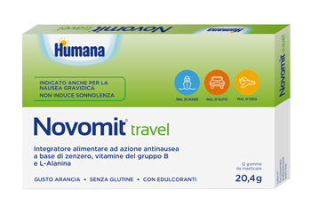 NOVOMIT TRAVEL 12 GOMME DA MASTICARE GUSTO ARANCIA - farmaidea24.com