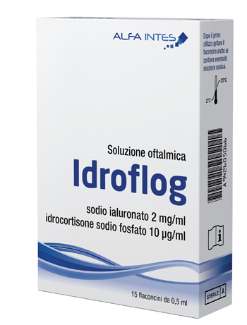 SOLUZIONE OFTALMICA IDROFLOG A BASE DI IALURONATO DI SODIO E IDROCORTISONE SODIO FOSFATO 15 FLACONCINI DA 0,5 ML - farmaidea24.com