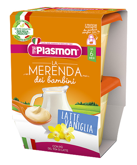 PLASMON LA MERENDA DEI BAMBINI MERENDE LATTE VANIGLIA ASETTICO 2 X 120 G - farmaidea24.com