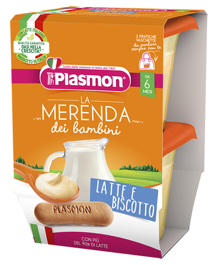 PLASMON LA MERENDA DEI BAMBINI MERENDE LATTE BISCOTTO ASETTICO 2 X 120 G - farmaidea24.com