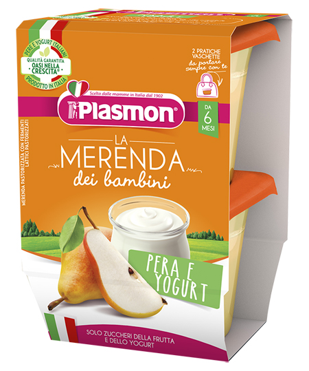 PLASMON LA MERENDA DEI BAMBINI SAPORI DI NATURA PERA YOGURT ASETTICO 2 X 120 G - farmaidea24.com
