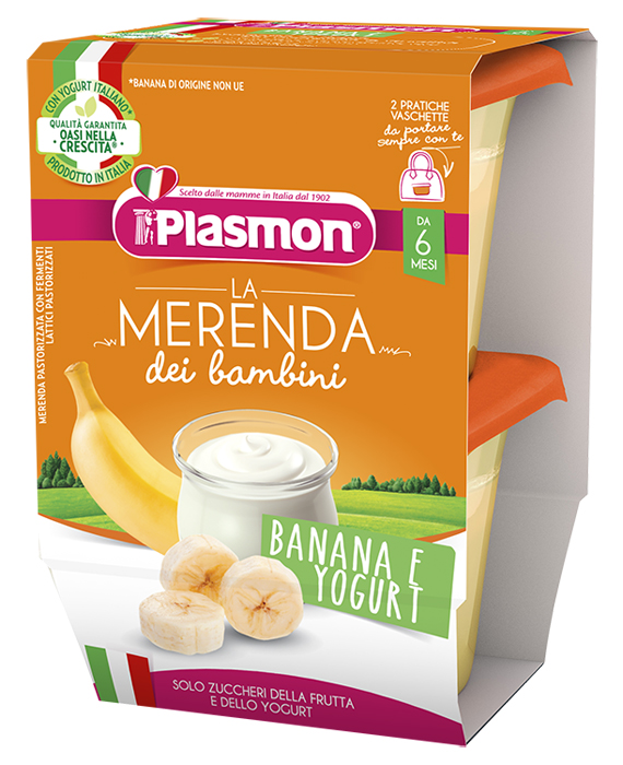 PLASMON LA MERENDA DEI BAMBINI SAPORI DI NATURA BANANA YOGURT ASETTICO 2 X 120 G - farmaidea24.com