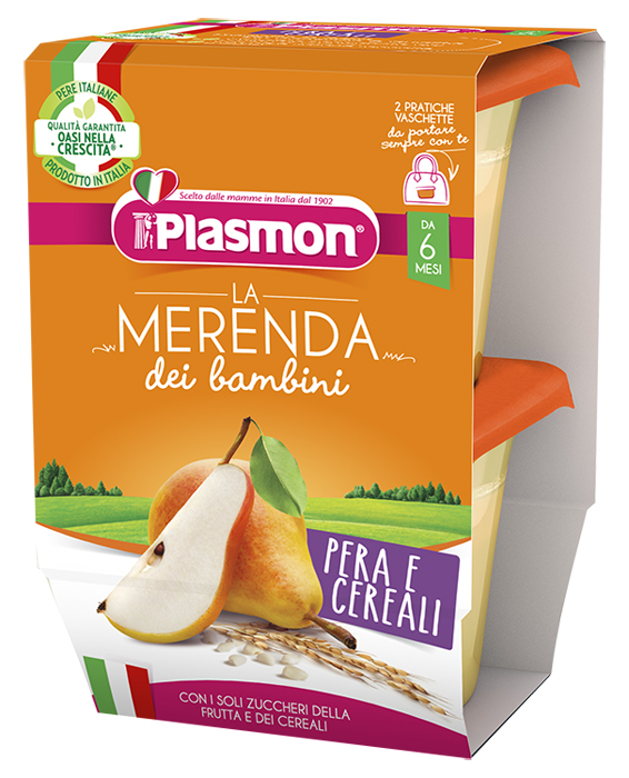 PLASMON LA MERENDA DEI BAMBINI SAPORI DI NATURA PERA CEREALI ASETTICO 2 X 120 G - farmaidea24.com