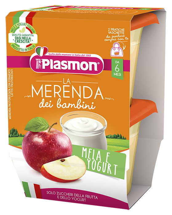 PLASMON LA MERENDA DEI BAMBINI SAPORI DI NATURA MELA YOGURT ASETTICO 2 X 120 G - farmaidea24.com