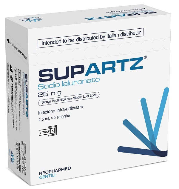 SIRINGA PRERIEMPITA INTRA-ARTICOLARE SUPARTZ ACIDO IALURONICO 25 MG 2,5 ML 5 PEZZI - farmaidea24.com
