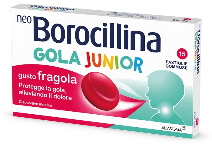 NEOBOROCILLINA GOLA JUNIOR 15 PASTIGLIE GUSTO FRAGOLA - farmaidea24.com