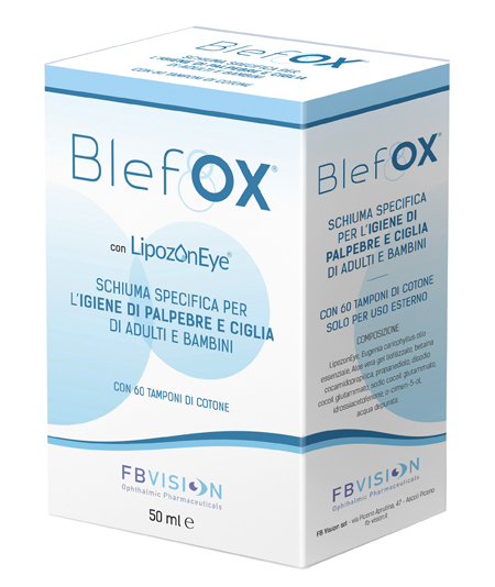 BLEFOX SCHIUMA SPECIFICA PER IGIENE PALPEBRE E CIGLIA 50 ML CON EROGATORE + 60 DISCHETTI - farmaidea24.com