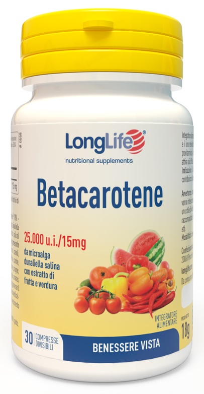 LONGLIFE BETACAROTENE 25000 UI 30 COMPRESSE - farmaidea24.com