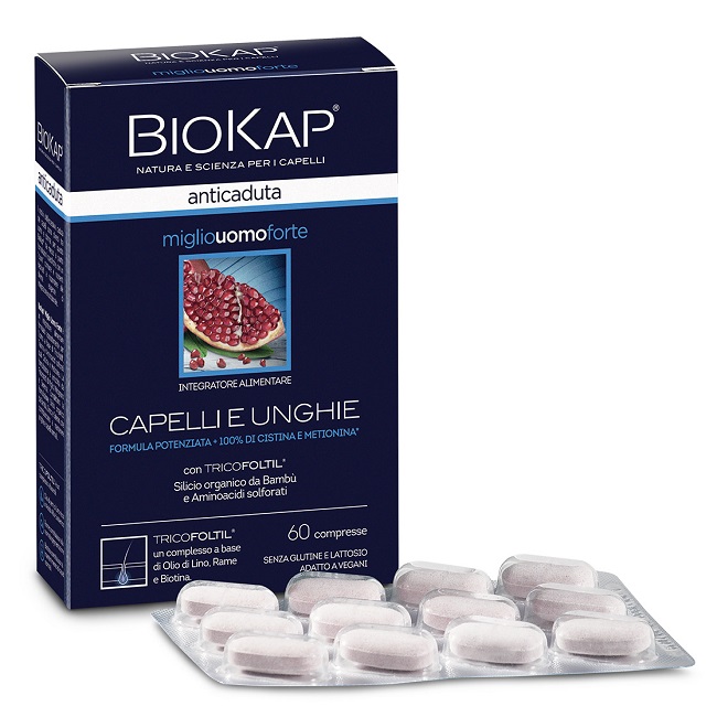 BIOKAP ANTICADUTA MIGLIO UOMO FORTE CON TRICOFOLTIL 60 COMPRESSE - farmaidea24.com