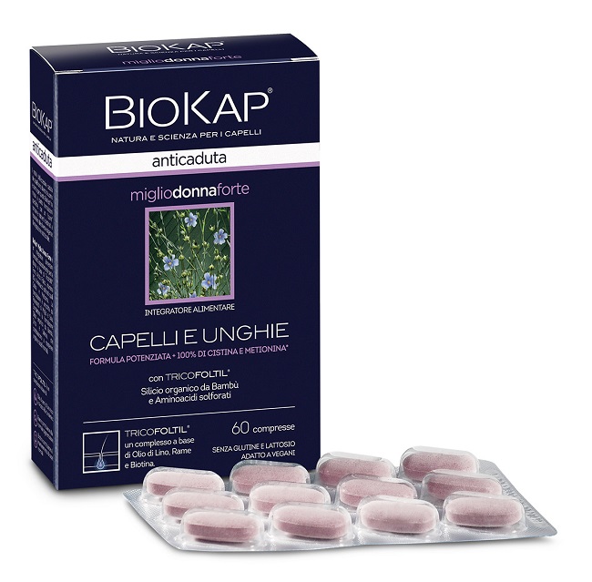 BIOKAP ANTICADUTA MIGLIO DONNA FORTE CON TRICOFOLTIL 60 COMPRESSE - farmaidea24.com
