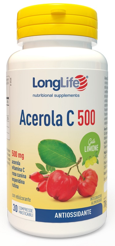 LONGLIFE ACEROLA C500 LIMONE 30 COMPRESSE MASTICABILI - farmaidea24.com