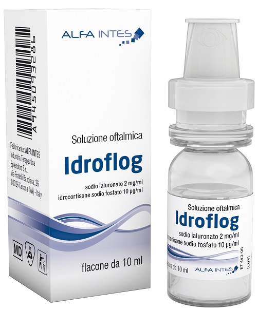 SOLUZIONE OFTALMICA IDROFLOG ACIDO IALURONATO 2 MG/ML E IDROCORTISONE SODIO FOSFATO 10 MCG/ML 10 ML - farmaidea24.com