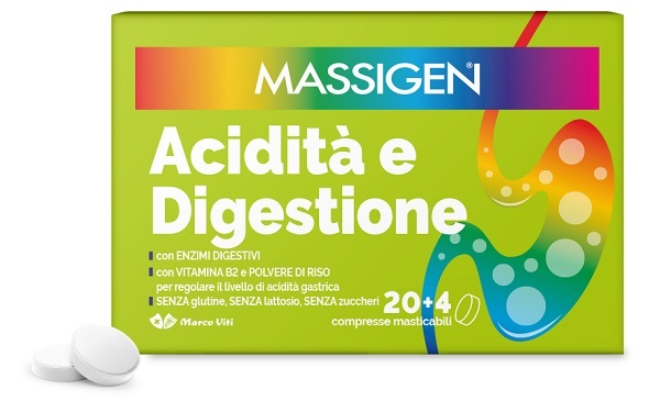 MASSIGEN ACIDITA' E DIGESTIONE 24 COMPRESSE MASTICABILI - farmaidea24.com