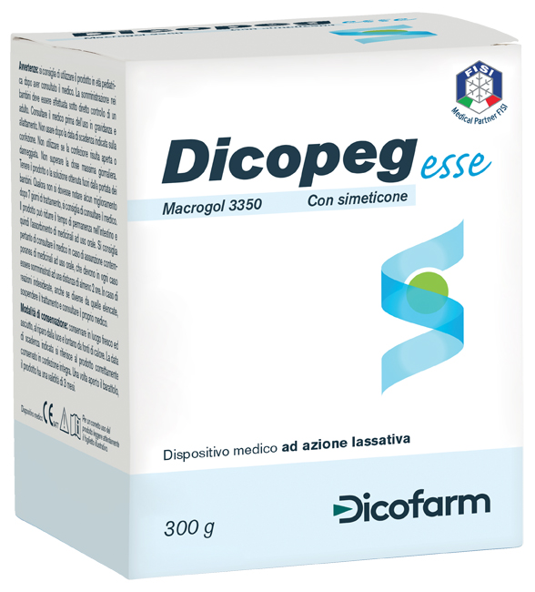 POLIMERO INERTE IDROSOLUBILE MACROGOL 3350 DICOPEG ESSE CON SIMETICONE PER TRATTAMENTO STIPSI POLVERE 300 G - farmaidea24.com