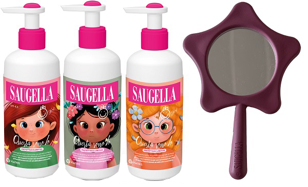 SAUGELLA BUNDLE GIRL DETERGENTE INTIMO QUESTA SONO IO PROTETTIVO LENITIVO 200 ML + GADGET SPECCHIO OMAGGIO - farmaidea24.com